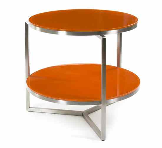 Appraisal: A Contemporary Glass and Steel Occasional Table having two circular