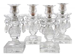 Appraisal: Four Cut Glass Candlesticks British th century each with petal