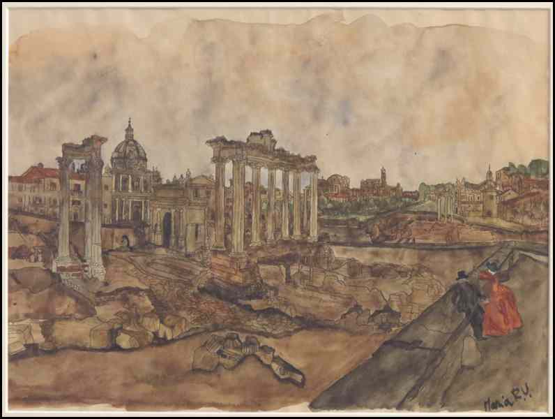 Appraisal: ARTIST UNKNOWN TH CENTURY THE ROMAN FORUM Watercolor signed illegibly