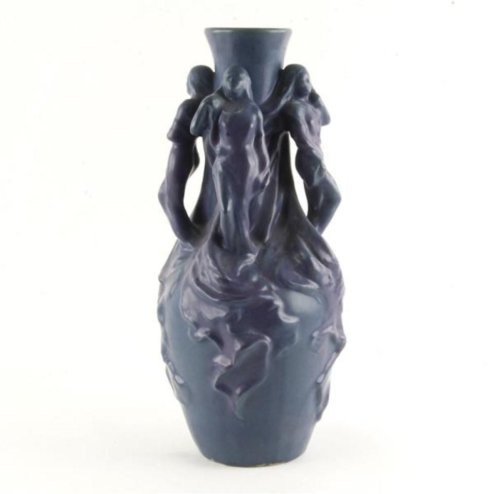 Appraisal: VAN BRIGGLE FOUR SEASONS LARGE ART POTTERY VASE WITH FIGURAL