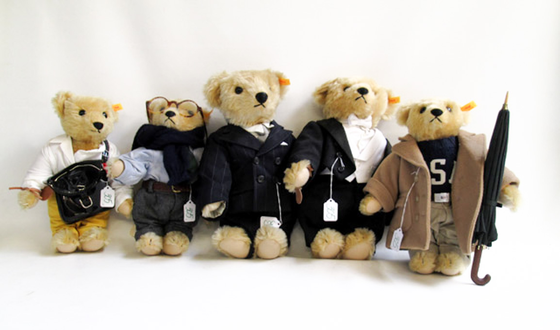 Appraisal: FIVE STEIFF RALPH LAUREN POLO BEARS Steiff mohair teddy bears