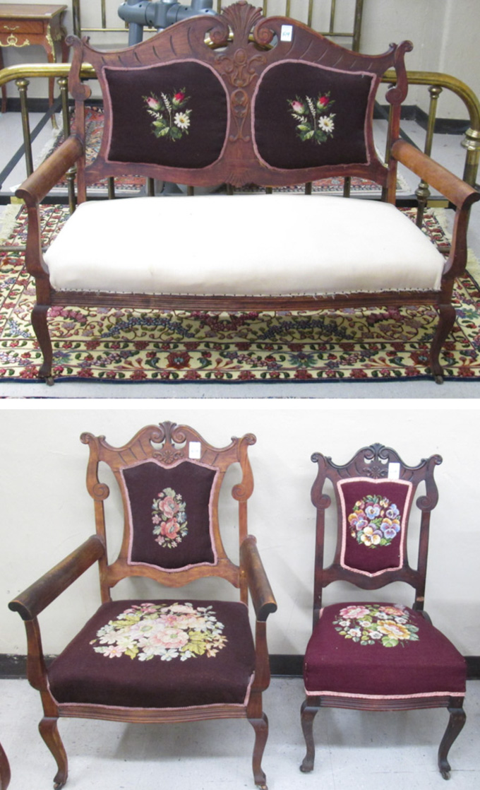 Appraisal: A THREE-PIECE SEATING FURNITURE SET American early th century the