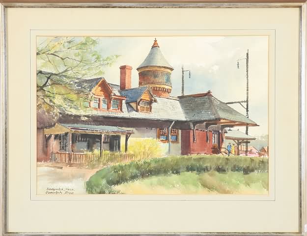 Appraisal: Sedgwick Station Philadelphia watercolor x sight SLL Sedgwick Phila history