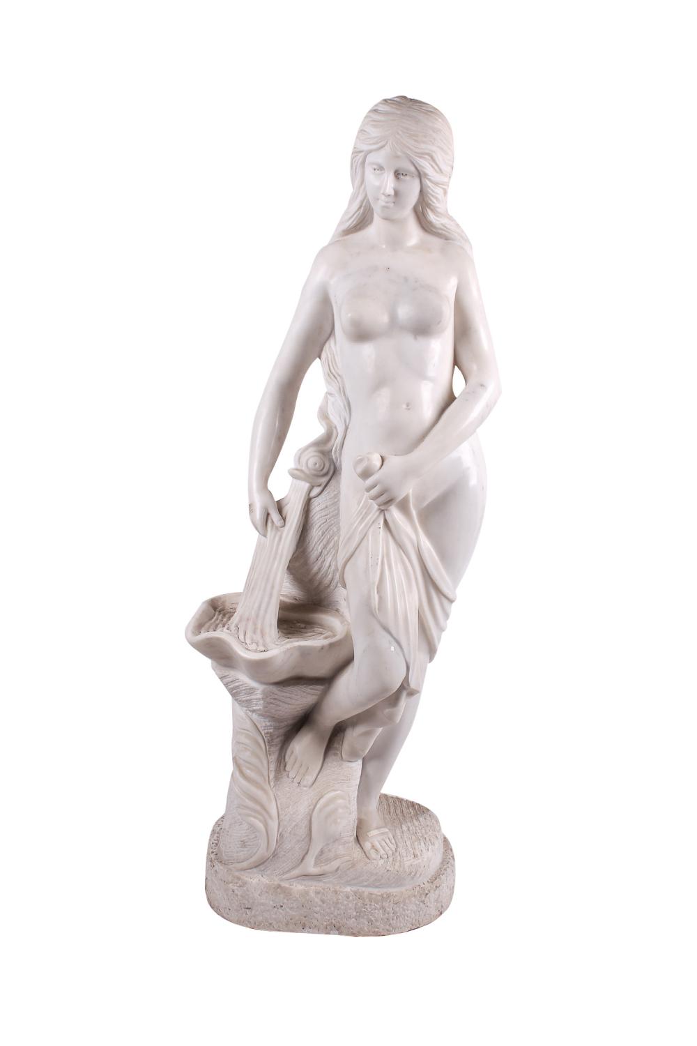 Appraisal: SCULPTURE OF A NUDE WOMANmarble Condition could use cleaning inches