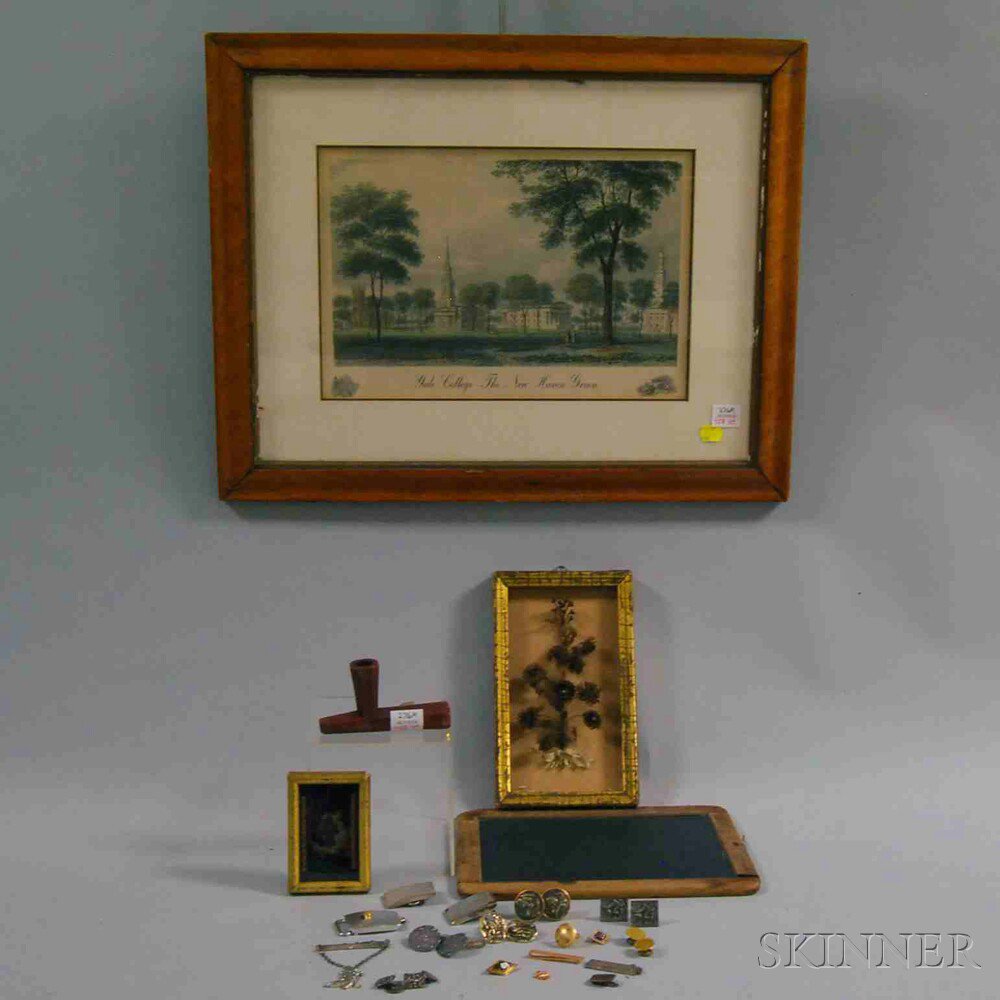 Appraisal: Group of Miscellaneous Decorative Items a small wood-framed slate a