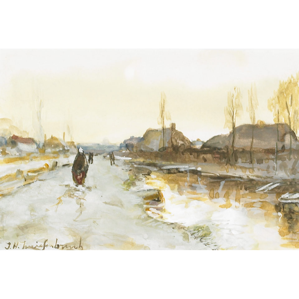 Appraisal: Jan Hendrik Weissenbruch - Dutch FIGURES IN A DUTCH VILLAGE