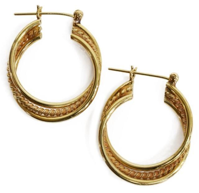 Appraisal: pair Estate kt yellow gold tested hoop earrings for pierced