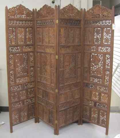 Appraisal: SHEESHAM WOOD FLOOR SCREEN East India or Pakistan having four