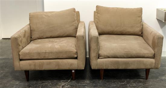 Appraisal: Sale Lot A Pair of Suede Upholstered Club Chairs Height