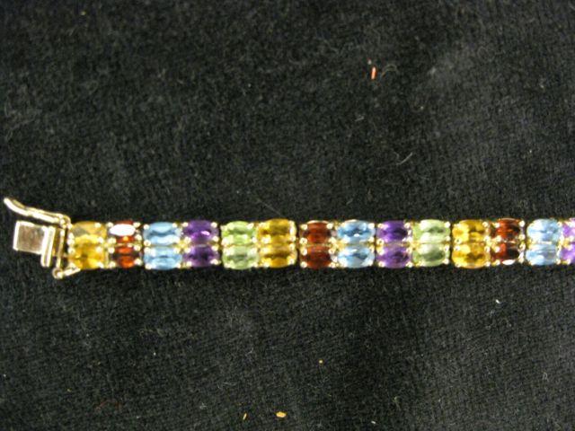 Appraisal: k Gemstone Bracelet double row of peridot citrine garnet blue