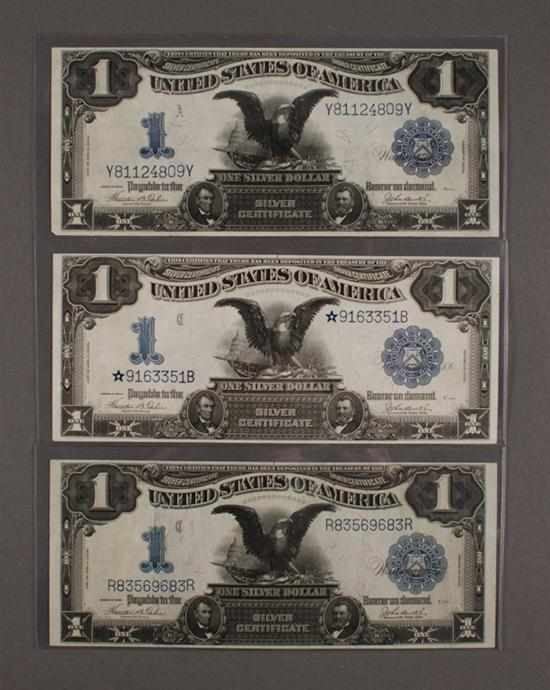 Appraisal: Three United States Silver Certificates Series of signed Teehee and