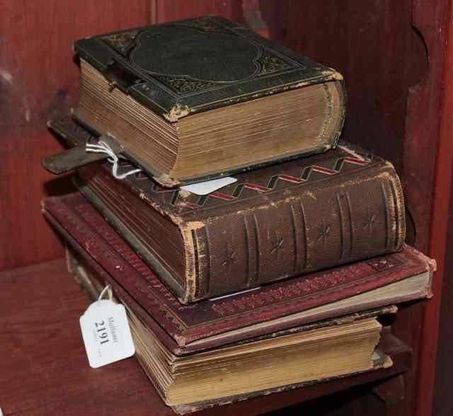 Appraisal: THREE OLD PHOTOGRAPH ALBUMS in decorative bindings containing portraiture and