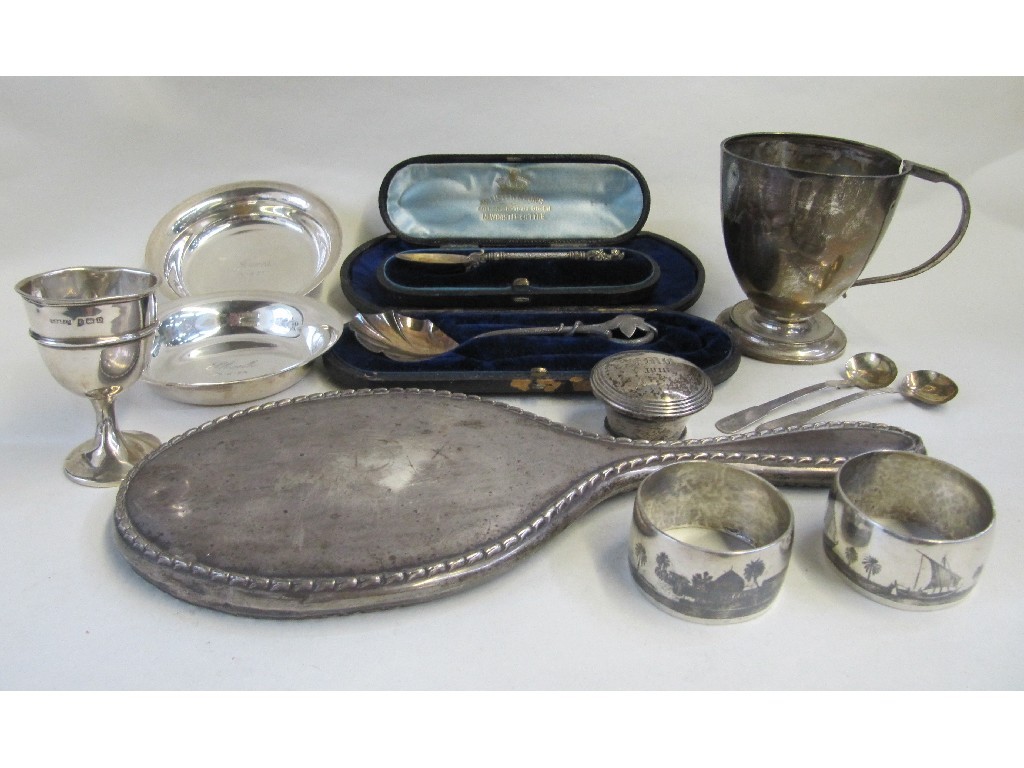 Appraisal: Tray lot of silver and EP - cased spoons hand