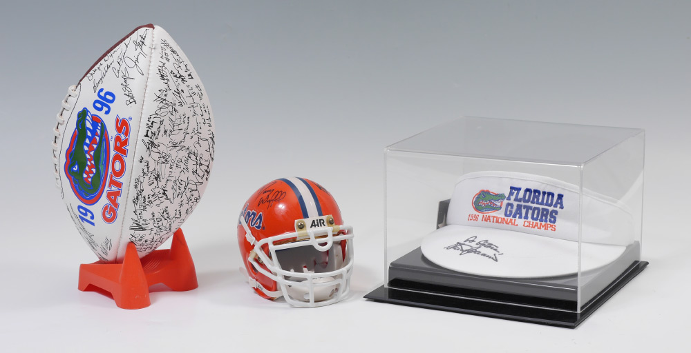 Appraisal: STEVE SPURRIER SIGNED FLORIDA GATORS MEMORABILIA pieces total from the