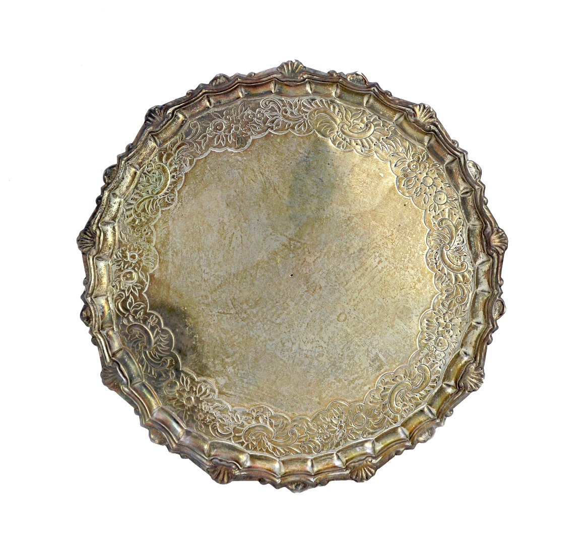 Appraisal: A mid- th century Scottish silver salver of shaped circular