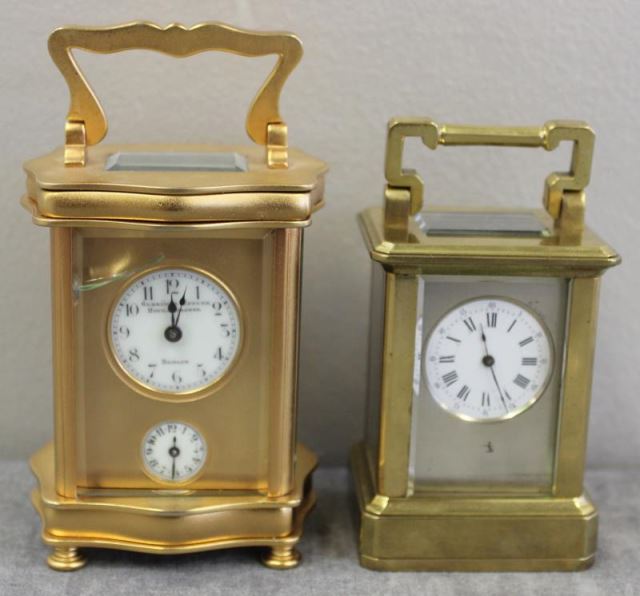 Appraisal: Miniature Carriage Clock Lot Includes a signed German double dial