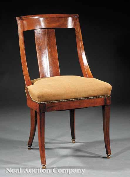 Appraisal: A Louis Philippe Mahogany Gondola Chair th c incurvate crest