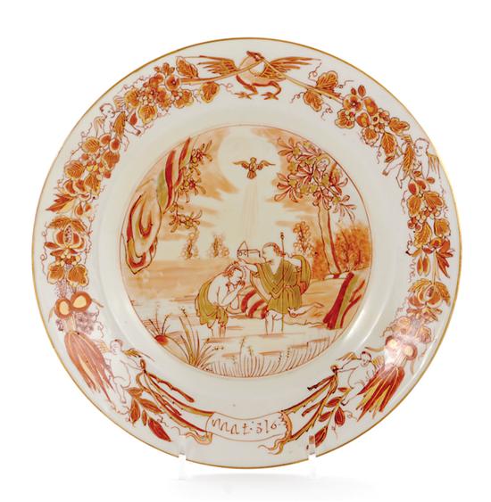 Appraisal: Chinese Export religious subject soup plate circa rouge de fer