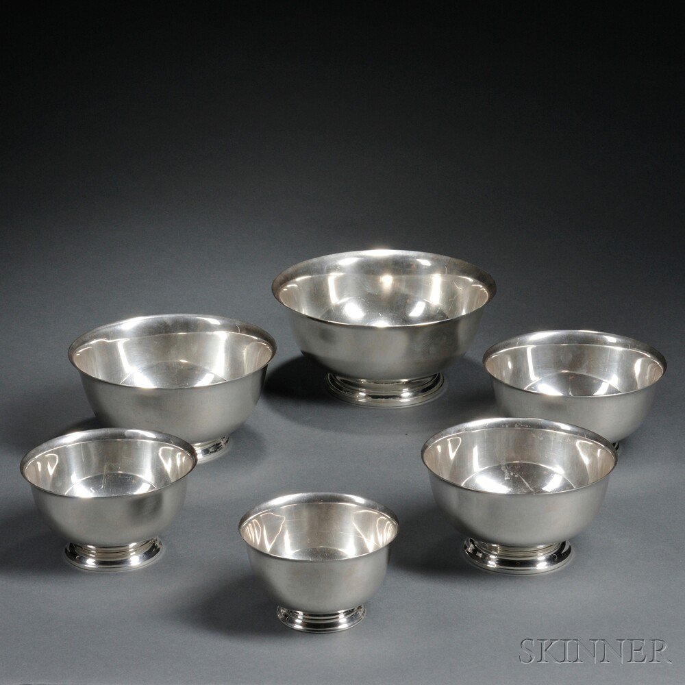 Appraisal: Six American Sterling Silver Revere Reproduction Bowls th century two