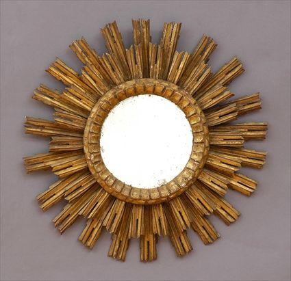 Appraisal: LOUIS XVI-STYLE GILTWOOD SUNBURST MIRROR Of typical form in