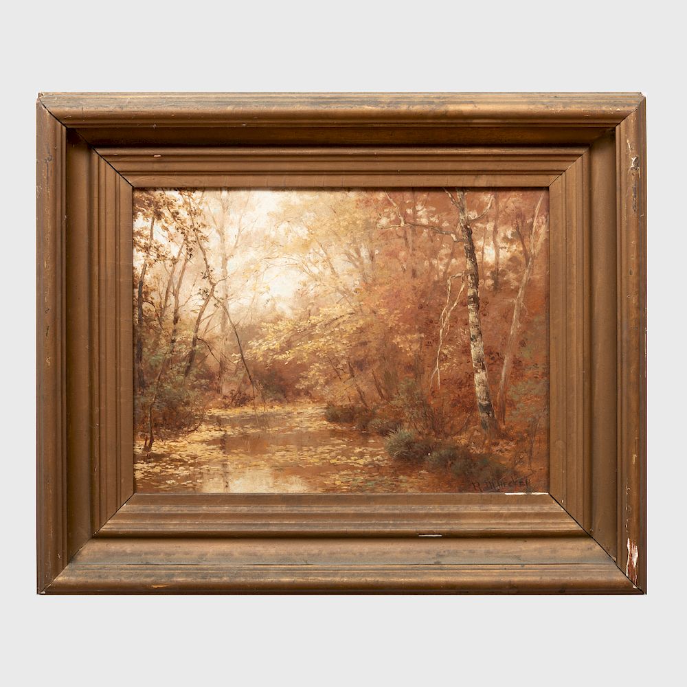 Appraisal: Robert Melvin Decker - Forest Oil on paperboard signed 'R