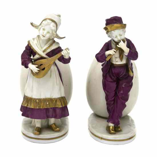 Appraisal: A Pair of Capodimonte Porcelain Figural Spill Vases each depicting