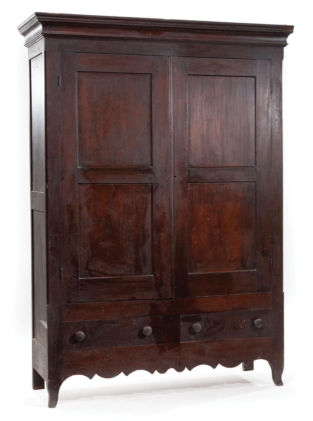 Appraisal: Louisiana Mahogany Armoire early th c molded cornice chamfered corners