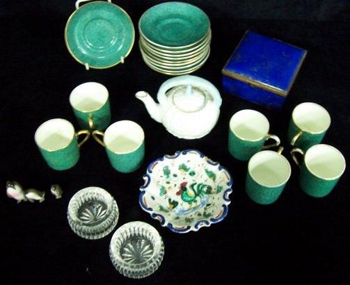 Appraisal: Seven shagreen pattern coffee cups ten matching saucers and a