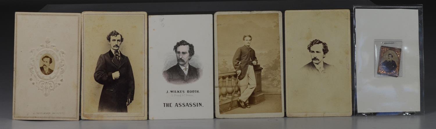 Appraisal: John Wilkes Booth carte de visites miniature oval albumen photos