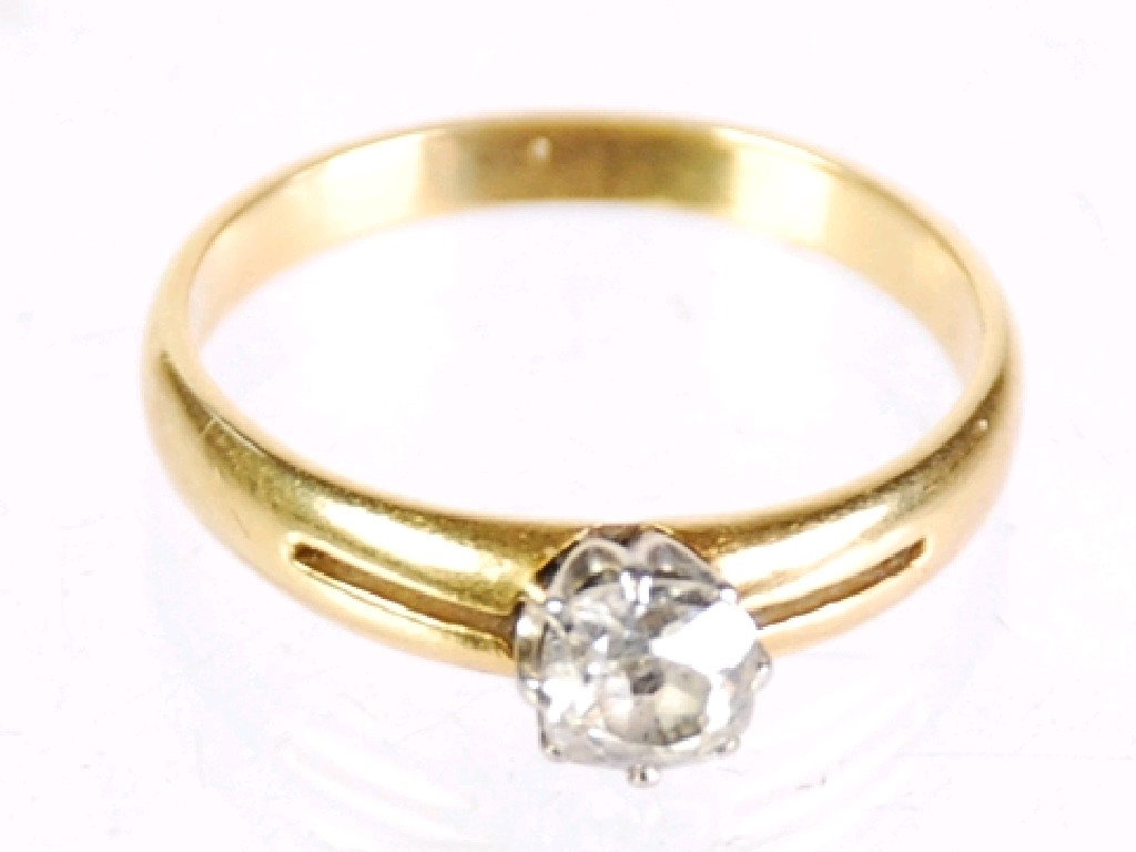 Appraisal: ct GOLD AND PLATINUM RING set with a solitaire diamond