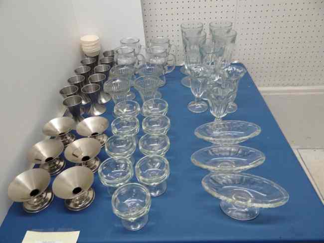 Appraisal: Lot misc soda fountain glass including ice cream cup holders