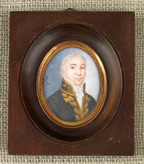 Appraisal: Miniature watercolor on ivory portrait of an officer dated x