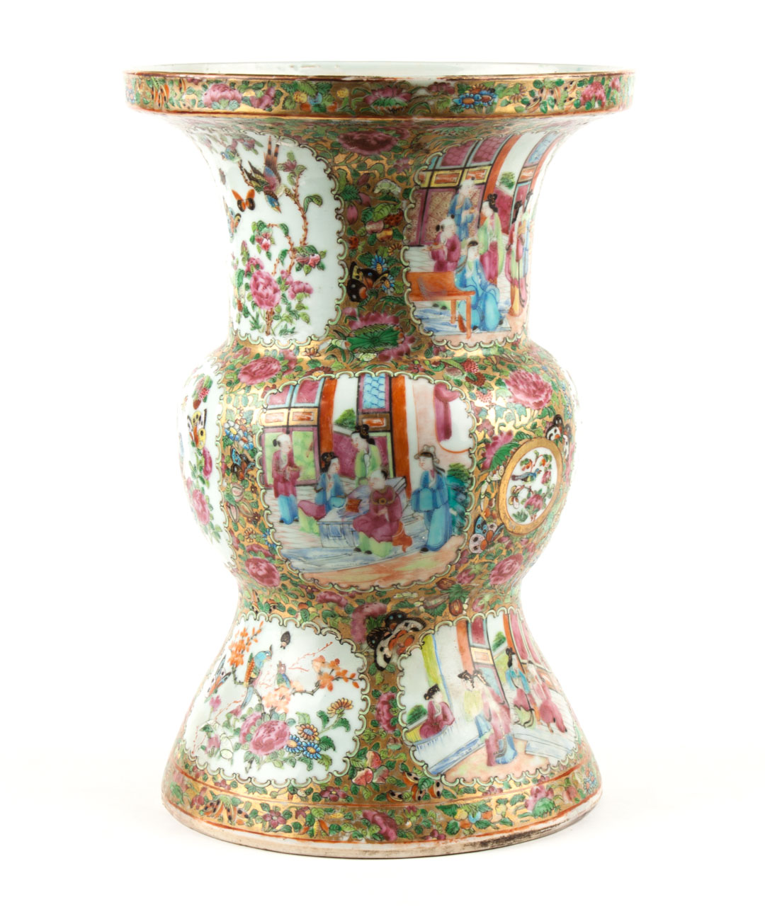 Appraisal: Chinese Export Rose Medallion ku-form vase late th century in