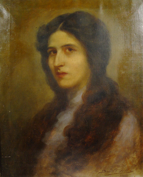 Appraisal: Beate - Oil onto canvas portrait of a young woman