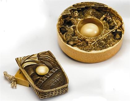 Appraisal: Two fine Japanese elephant ivory toggles both signed th century