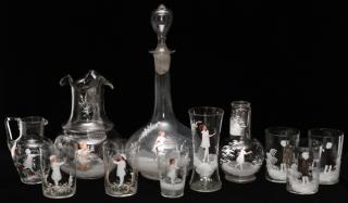 Appraisal: MARY GREGORY ANTIQUE CLEAR GLASS PIECES MARY GREGORY ANTIQUE CLEAR