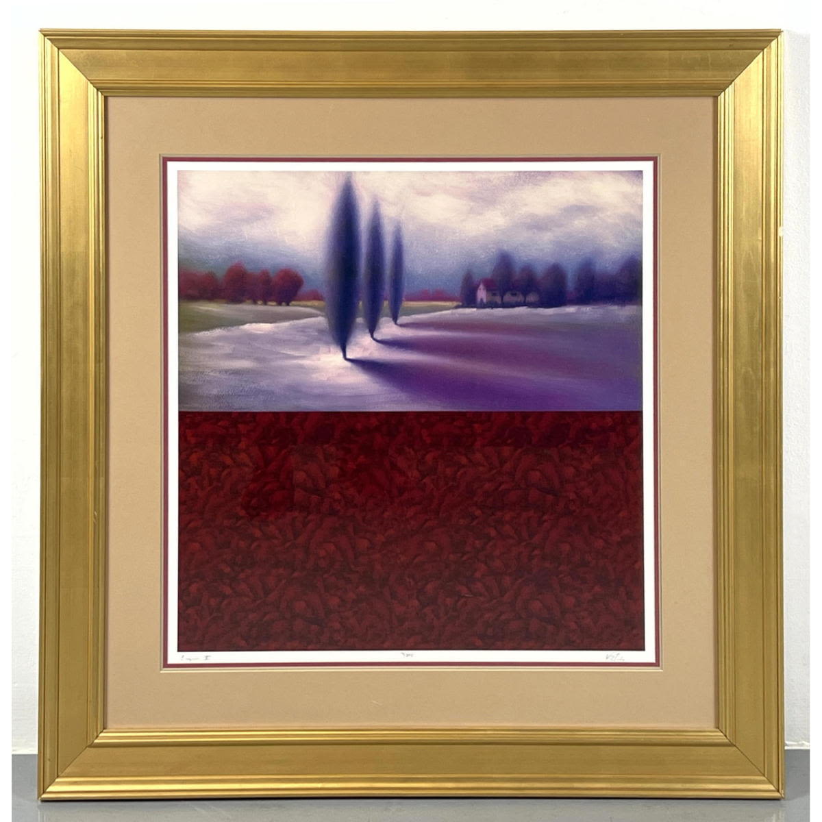 Appraisal: GEORGE VINCENT Chrome Print Framed under Glass Evergreen XI Dimensions