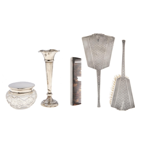 Appraisal: Miscellaneous silver dressing table articles to include a cut glass