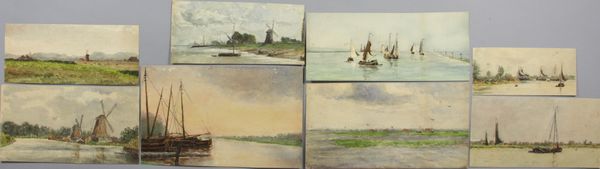 Appraisal: Eight Holland scene watercolors unframed including one two-sided work signed