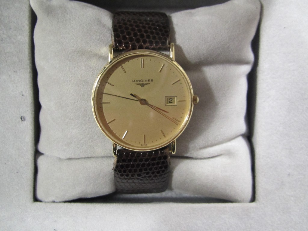 Appraisal: Gents ct gold cased Longines wrist watch with champagne dial