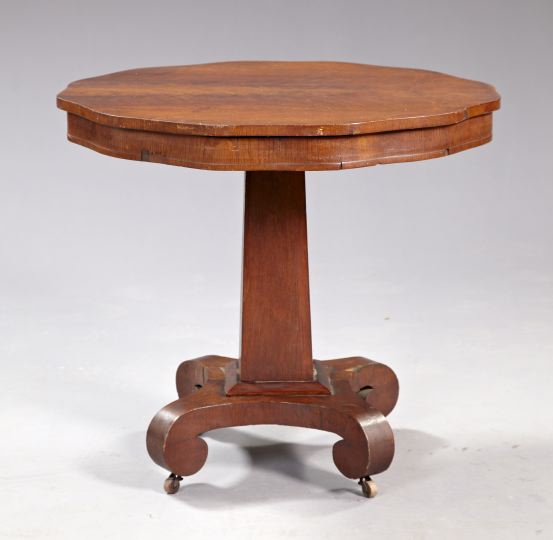 Appraisal: American Late Classical Figured Walnut and Walnut Center Table mid-