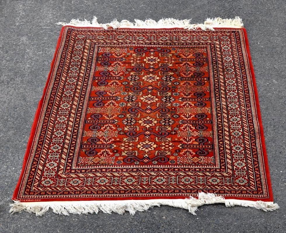 Appraisal: Azerbaijan Caucasian Rug Azerbaijan Caucasian rug Pile wear loss small