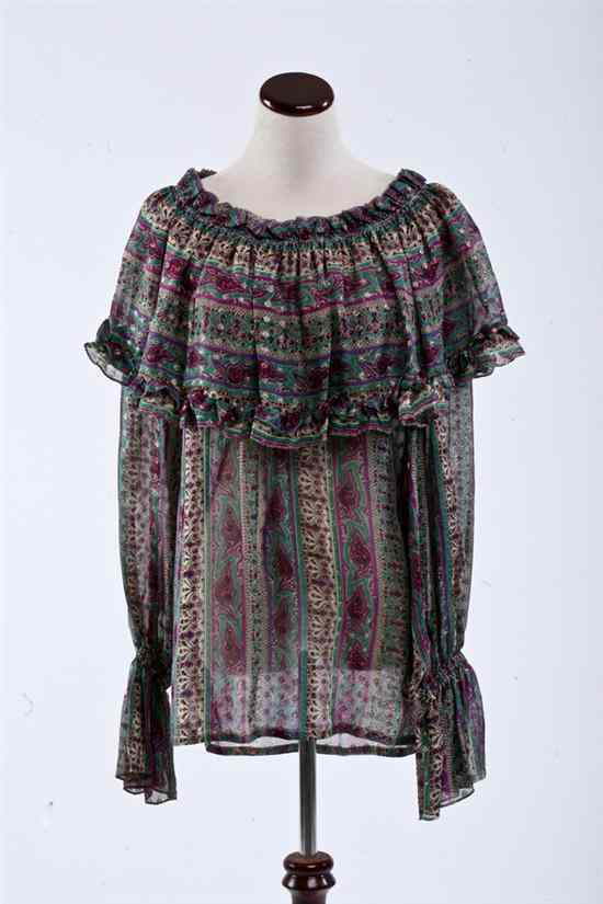 Appraisal: YVES SAINT LAURENT PAISLEY PEASANT TOP s Rive Gauche size