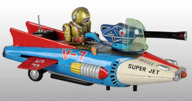 Appraisal: Tin Super Jet Space Fighter Battery-Op Toy Description Japanese Working