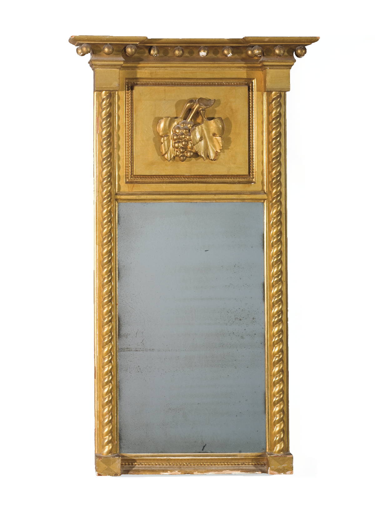 Appraisal: MASSACHUSETTS FEDERAL CARVED GILTWOOD WALL MIRROR LABELED GEORGE DEAN SALEM