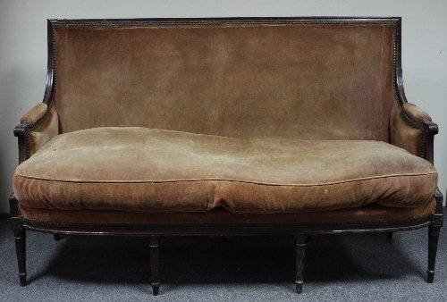 Appraisal: A Louis XVI style settee on turned tapering legs cm