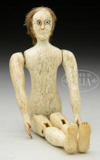 Appraisal: FINE ARTICULATED SAILOR MADE WHALEBONE DOLL th Century The eyes