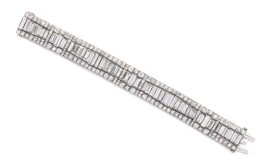 Appraisal: Sale Lot A Platinum and Diamond Bracelet Circa consisting of