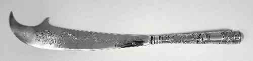 Appraisal: A Chinese silvery metal paper knife the curved blade engraved