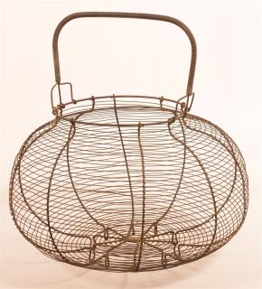 Appraisal: th Century Wire Field Basket Fixed wire wrapped handle bulbous